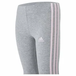 adidas Girls Essentials 3 Stripes Leggings Medium Grey Heather / Clear Pink Grå Clearance