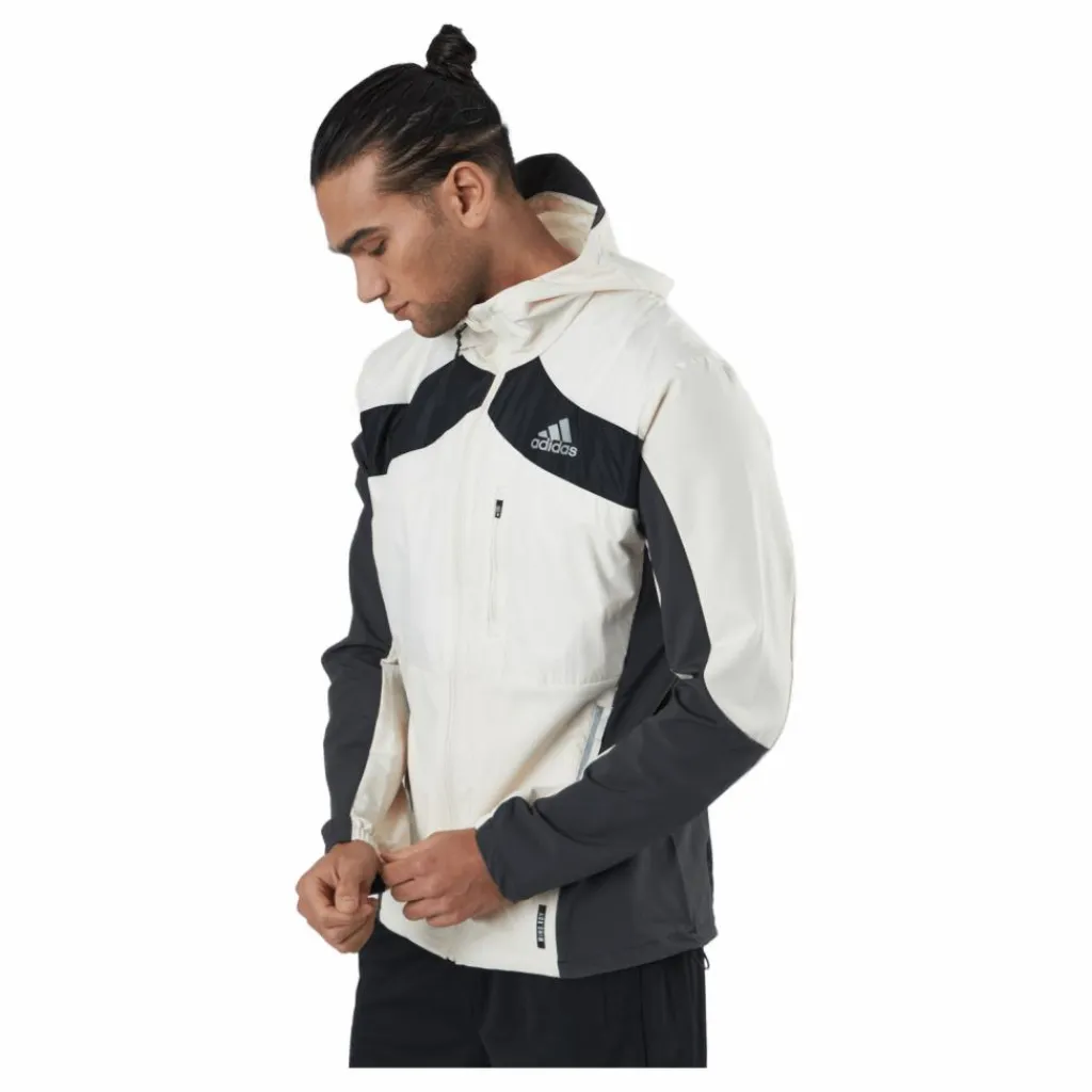 adidas Marathon Jacket Ocean P.Blue Men Wonder White / Black New