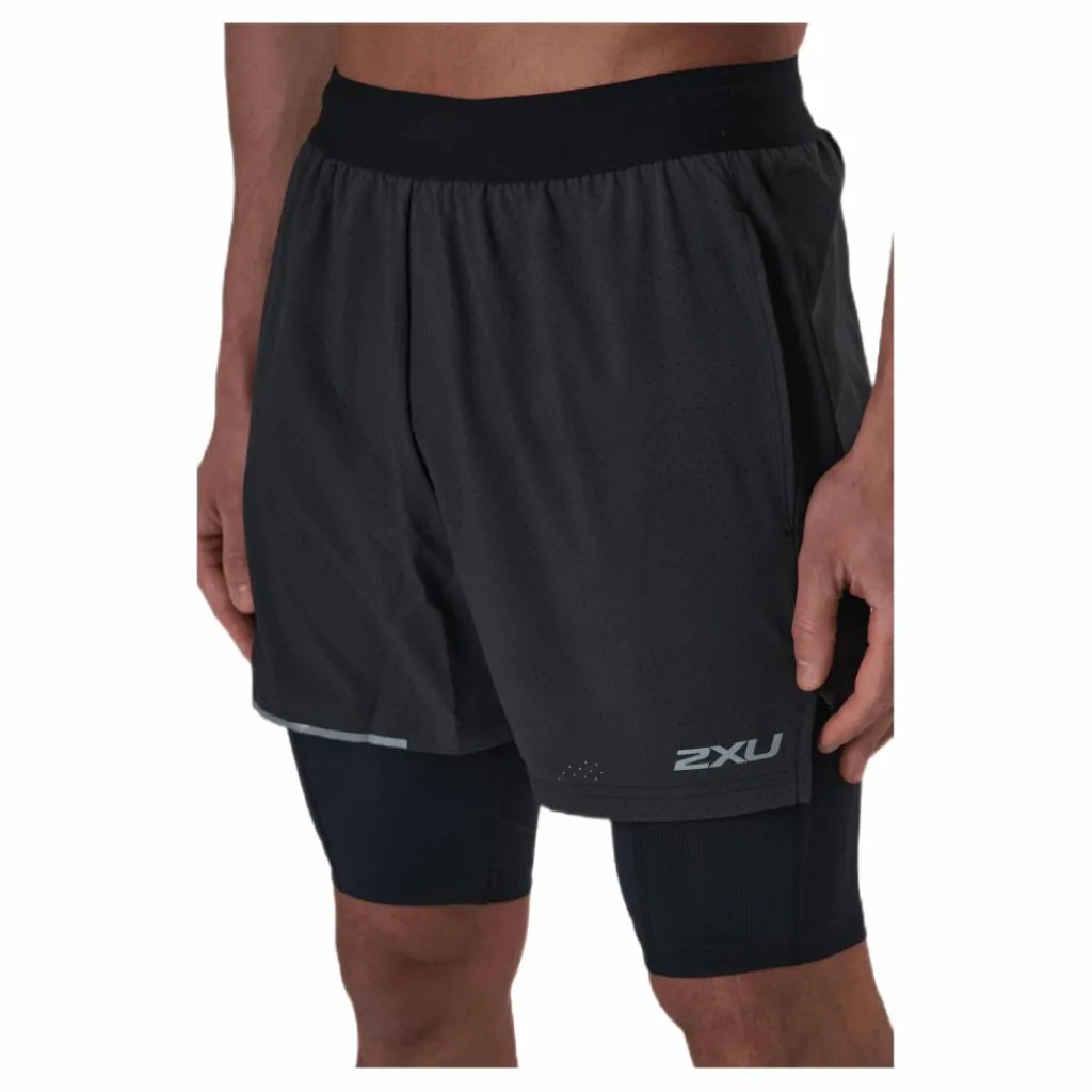 2XU Aero 2-In-1 5" Shorts Black/Silver Svart och Silver Sale