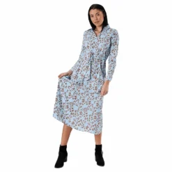 Only Alma Poly L/S Shirt Dress Aop Blue Blå New