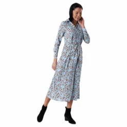 Only Alma Poly L/S Shirt Dress Aop Blue Blå New