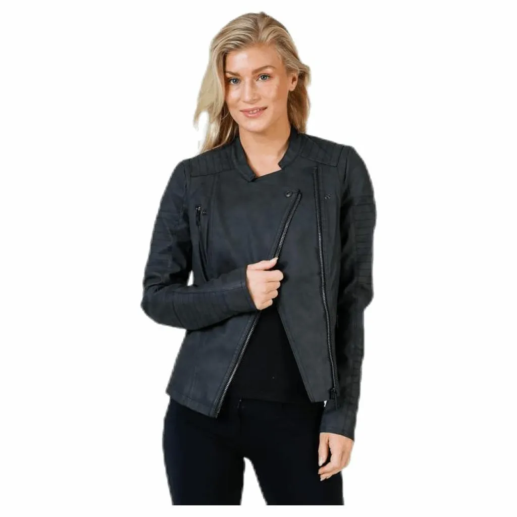 Ava Faux Leather Biker Otw Black*Only Best