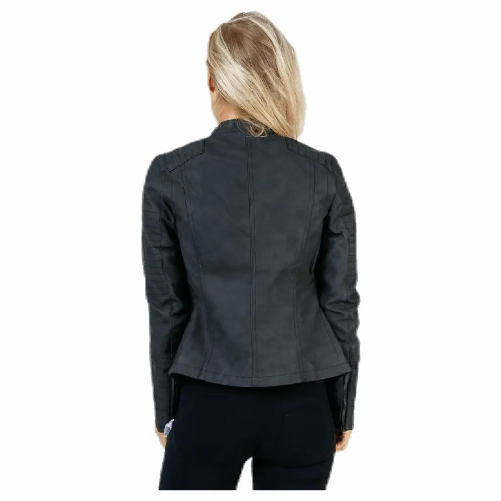 Ava Faux Leather Biker Otw Black*Only Best