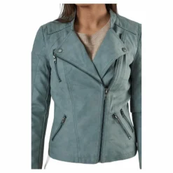 Ava Faux Leather Biker Otw Green*Only Hot