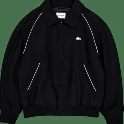 Lacoste Badge Accent Wool Varsity Jack Black New