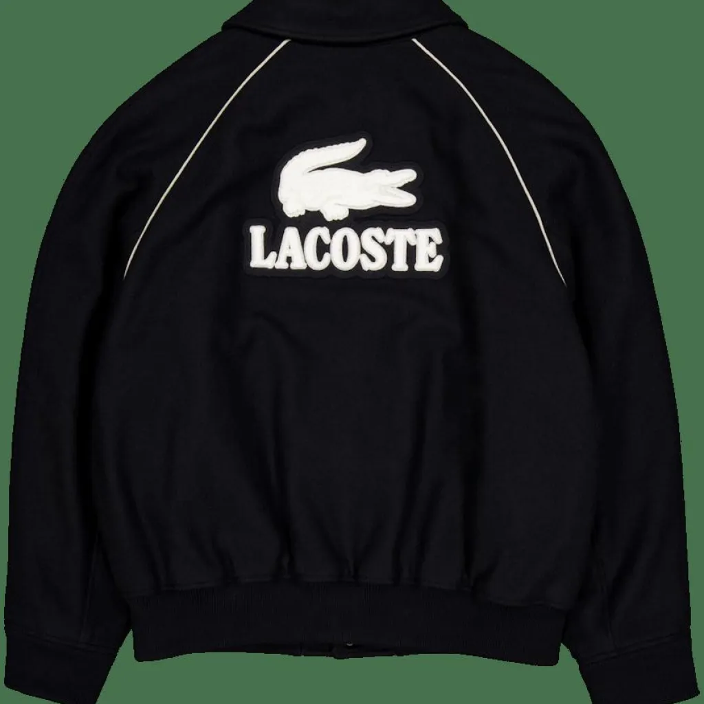 Lacoste Badge Accent Wool Varsity Jack Black New