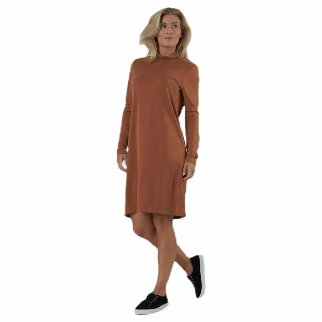 Pieces Bamala T-Neck Ls Dress Beige Discount