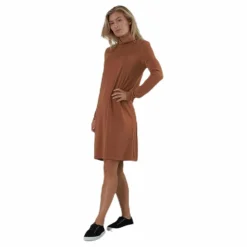 Pieces Bamala T-Neck Ls Dress Beige Discount