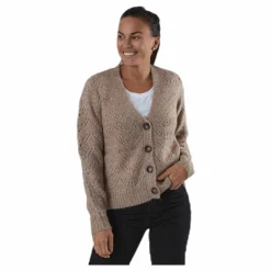 Pieces Bibi Ls Knit Cardigan Beige Online