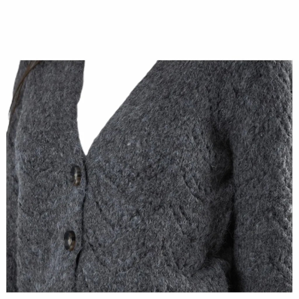 Bibi Ls Knit Cardigan Grey*Pieces
