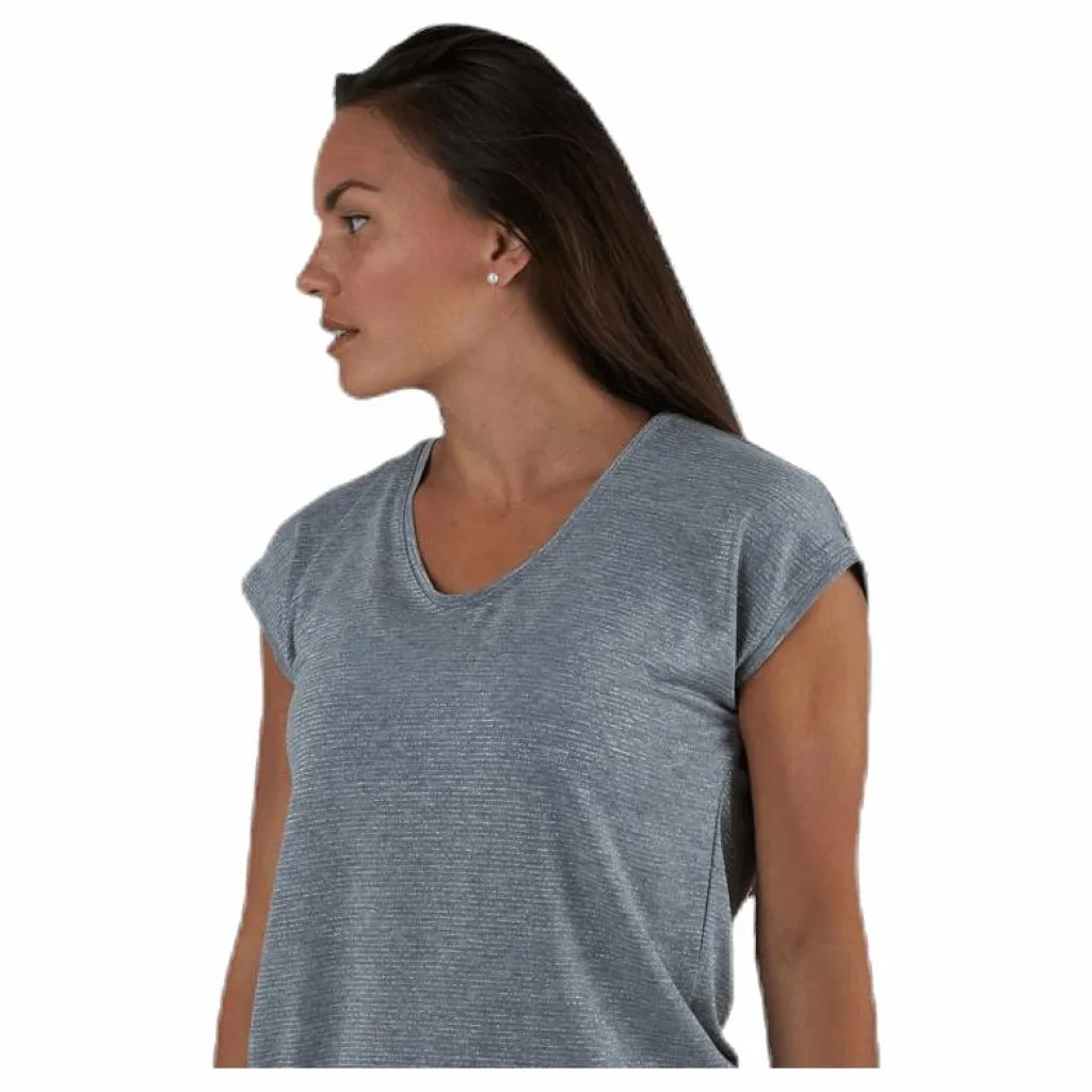 Pieces Billo Tee Lurex Stripes Grey Grå Hot