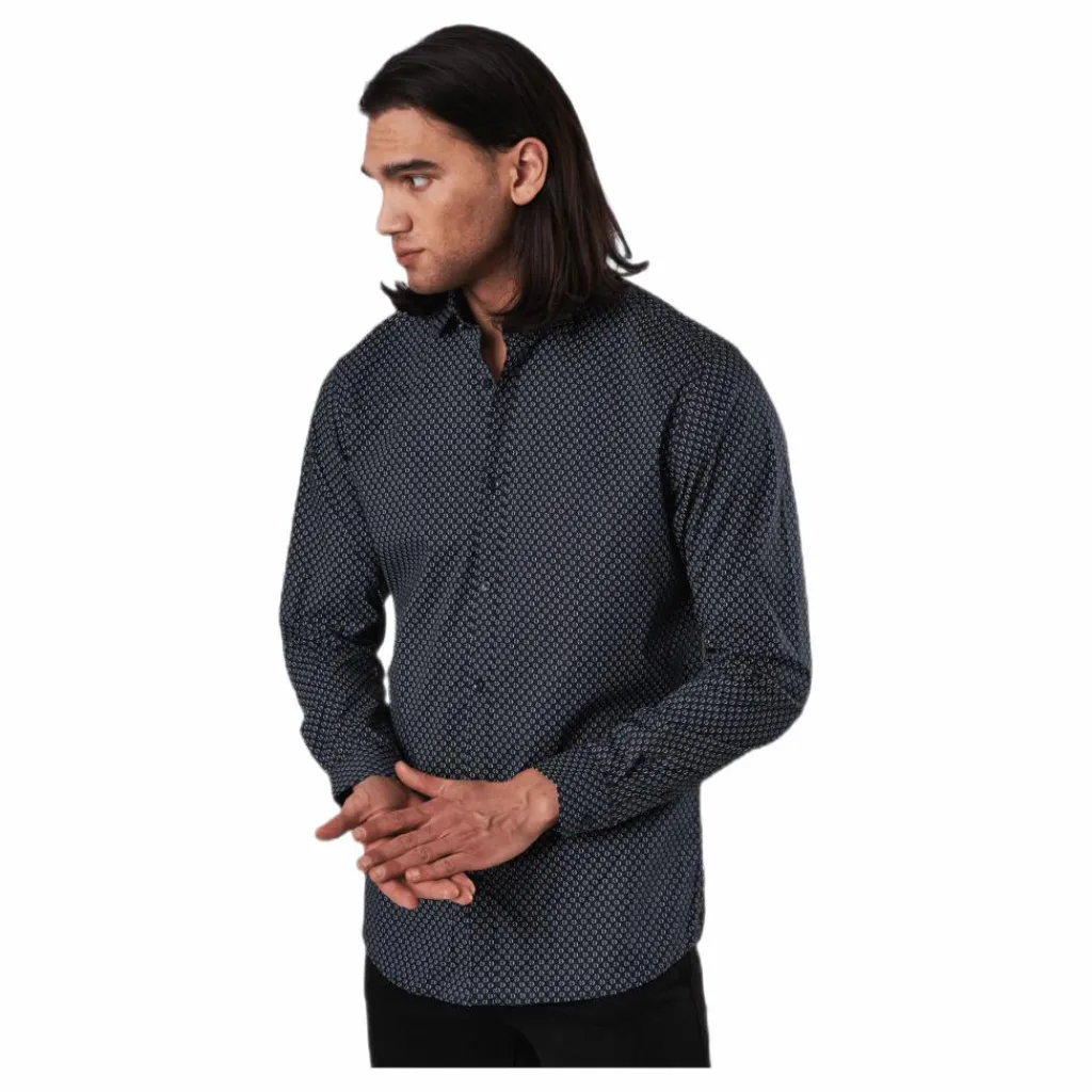 Jack & Jones Blackpool Stretch Shirt L/s Mecca Orange Svart Discount