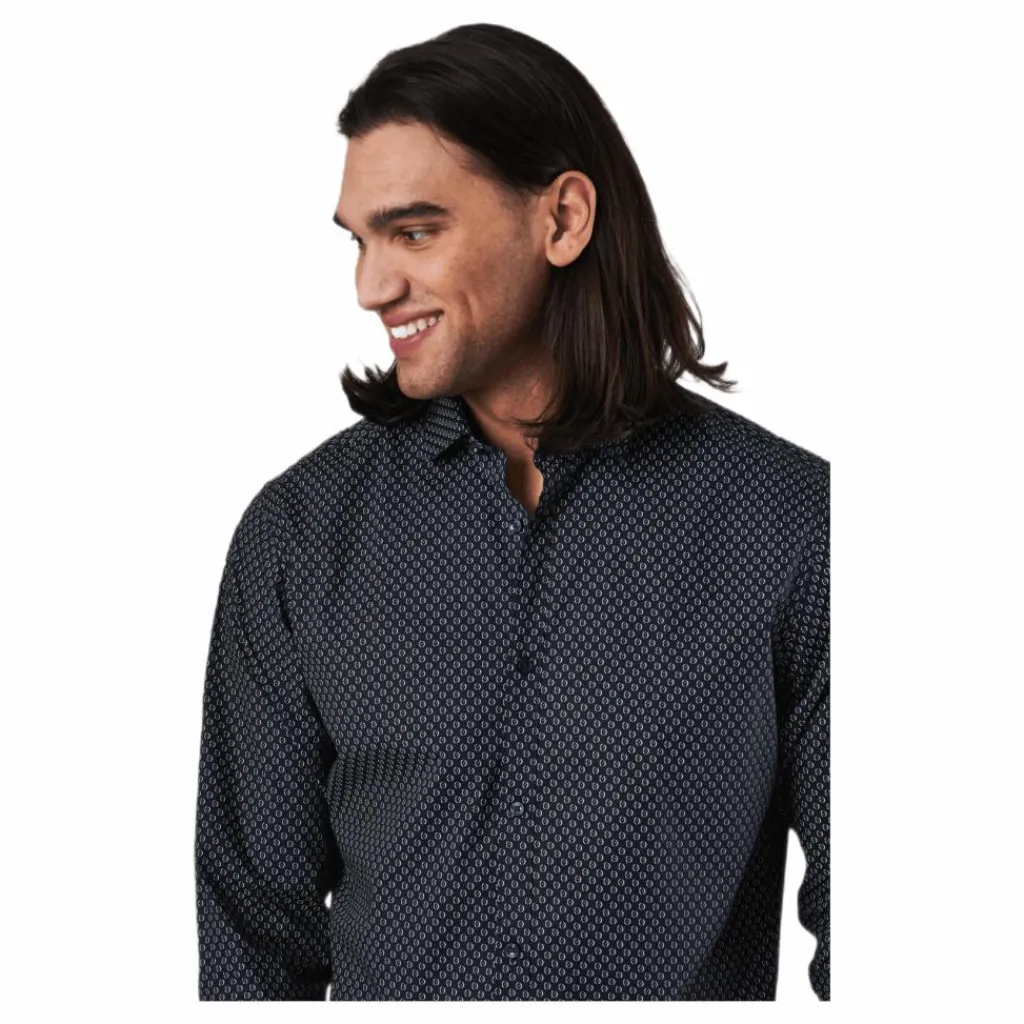 Jack & Jones Blackpool Stretch Shirt L/s Mecca Orange Svart Discount