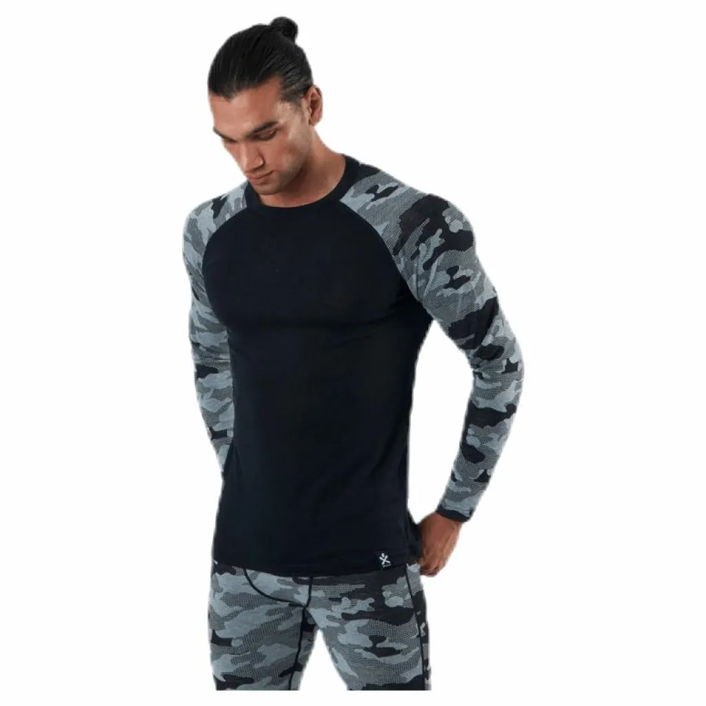 Camo Merino Wool Crew Black/Grey*Bula Online