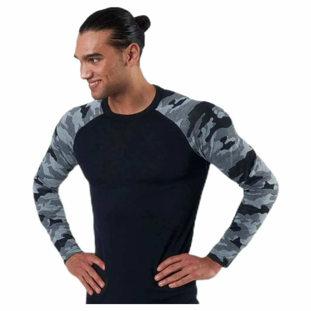 Camo Merino Wool Crew Black/Grey*Bula Online