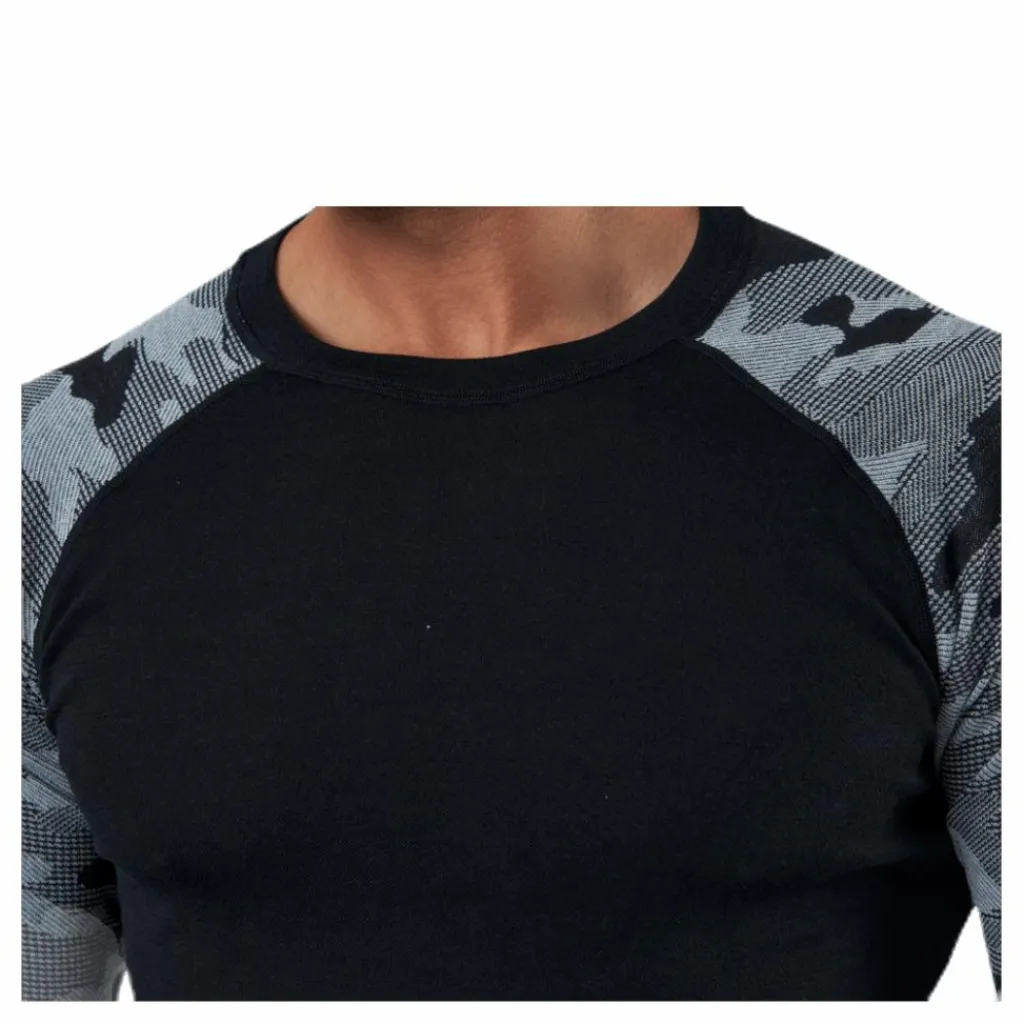 Camo Merino Wool Crew Black/Grey*Bula Online