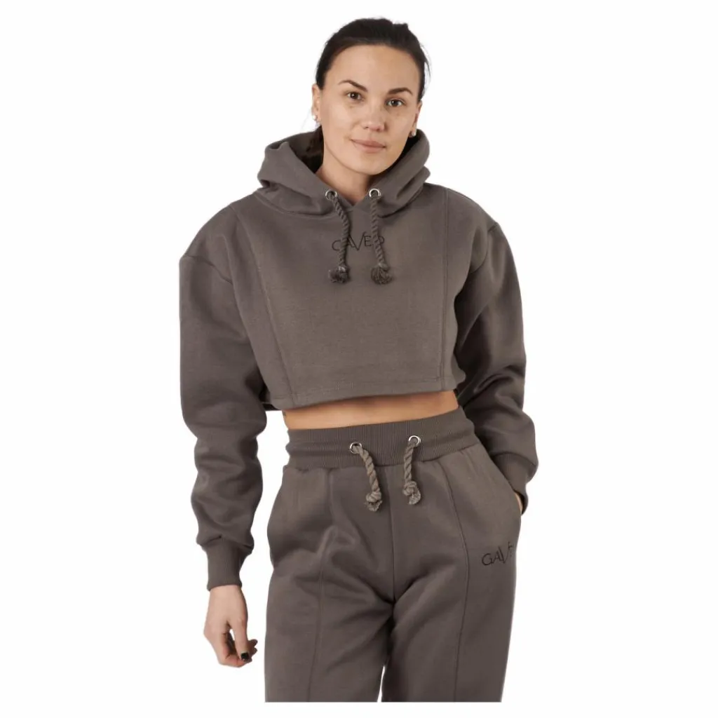 Chill Lounge Cropped Hoodie Taupe*Gavelo Clearance