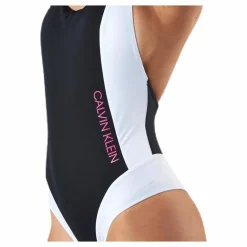 Ck Blocking Plunge Back Swimsuit Black*Calvin Klein Clearance