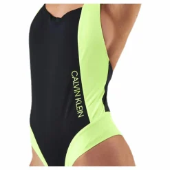 Calvin Klein Ck Blocking Plunge Back Swimsuit Black/Yellow Svart och Gul Outlet