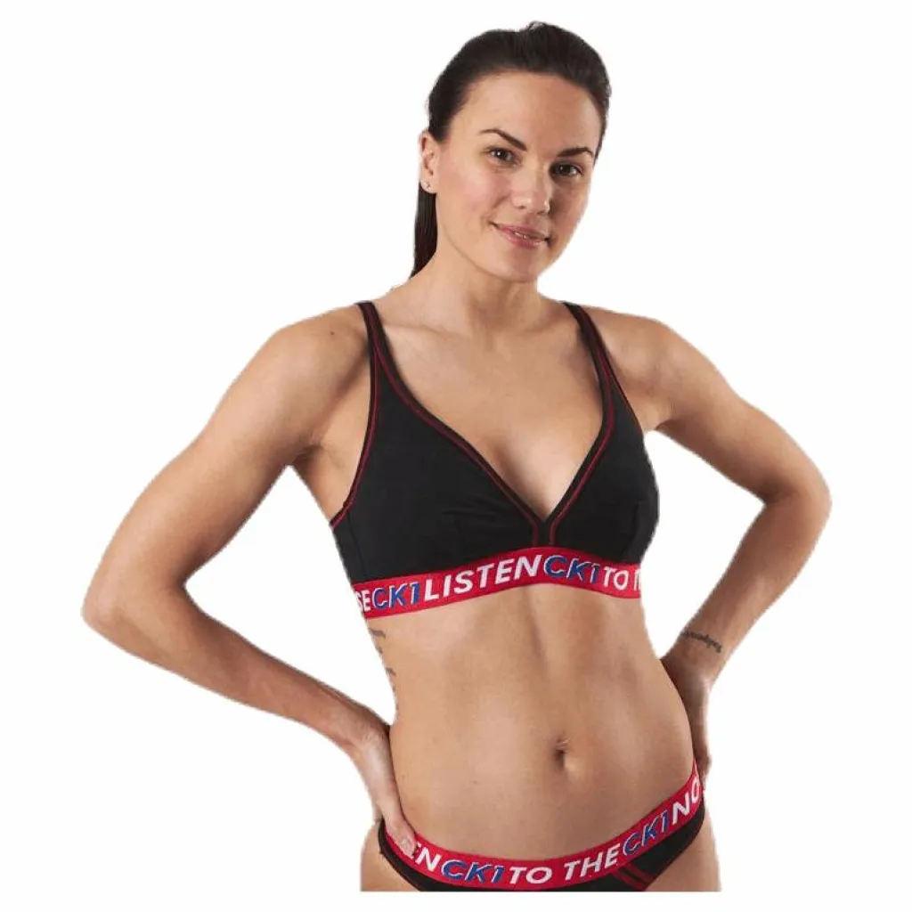 Ck One Listen Unlined Bralette Black/Red*Calvin Klein Outlet