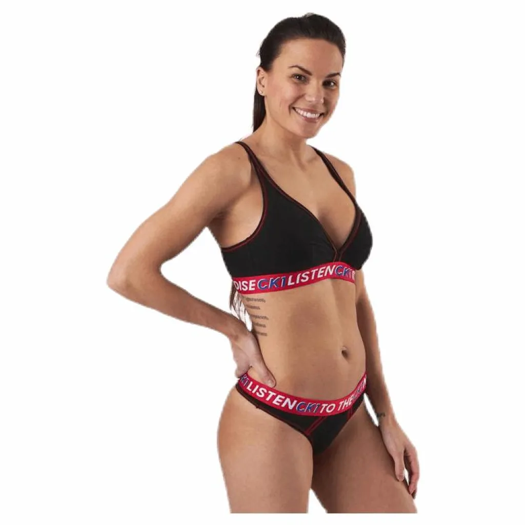 Ck One Listen Unlined Bralette Black/Red*Calvin Klein Outlet