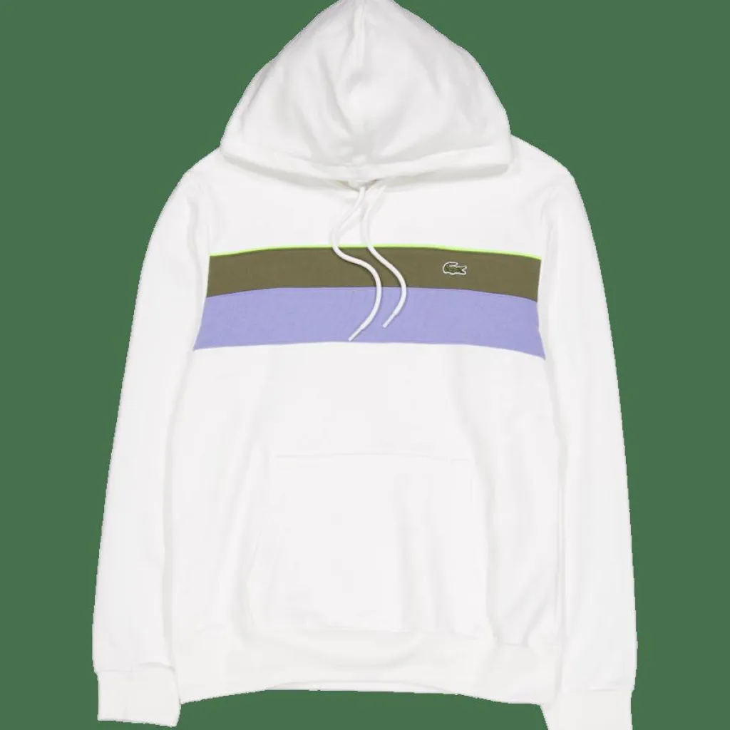 Lacoste Colour-block Fleece Hoodie Flour/olive-delphinium White New