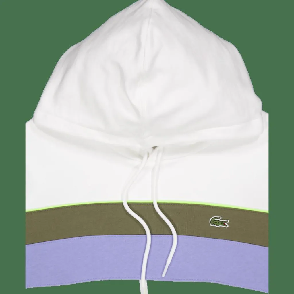 Lacoste Colour-block Fleece Hoodie Flour/olive-delphinium White New