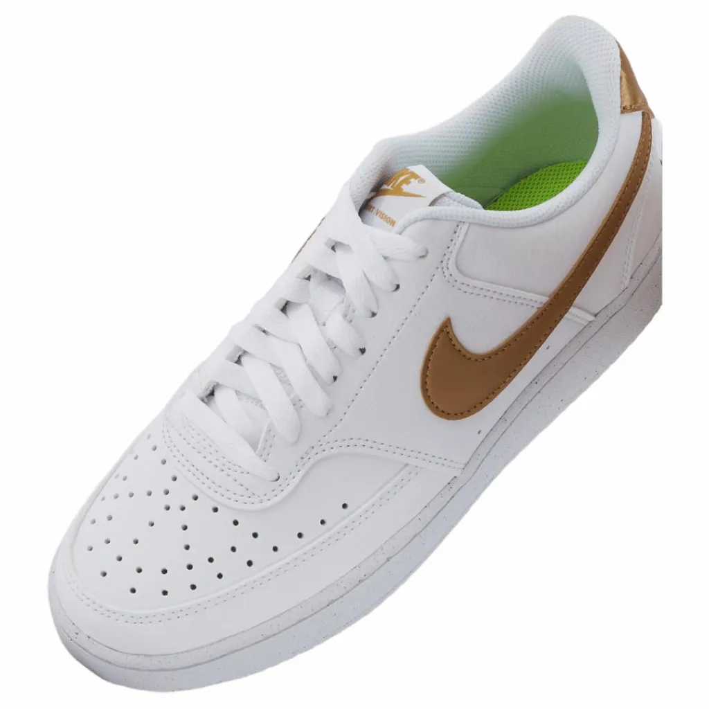 Nike Court Vision Low Next Nature Women's Shoes WHITE/METALLIC GOLD-WHITE Vit New