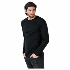 Bread & Boxers Crew Neck Longsleeve Black Svart Outlet