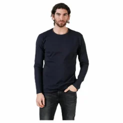 Bread & Boxers Crew Neck Longsleeve Blue Blå Discount