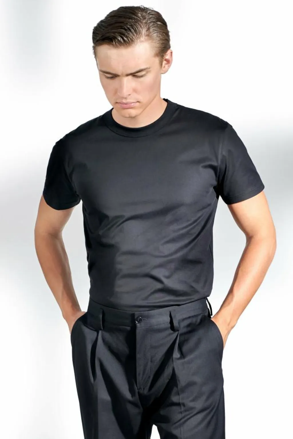 Bread & Boxers Crew-Neck pima Black Svart Clearance
