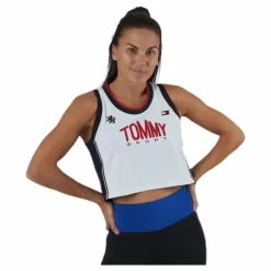 Crop Tommy Tank Top Blue/White*Tommy Hilfiger Sport Discount