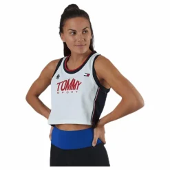 Crop Tommy Tank Top Blue/White*Tommy Hilfiger Sport Discount