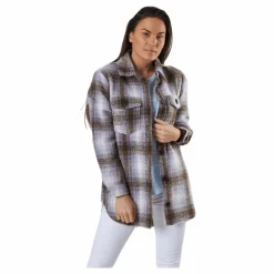 Only Deena-Oma L/S Check Shacket Cc Pnt White Vit Outlet