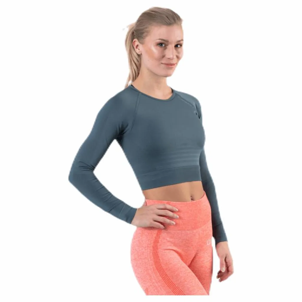 ICANIWILL Define Seamless L/S Crop Top Green Grön Best