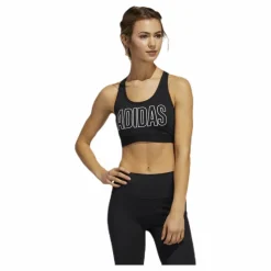 adidas Dont Rest Alphaskin Sport Branded Bra Black / White Svart Outlet