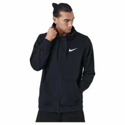 Nike Dri-FIT Men's Full-Zip Training Hoodie BLACK/WHITE Svart Discount