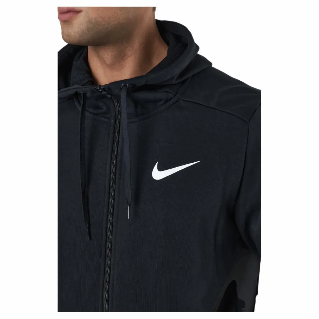 Nike Dri-FIT Men's Full-Zip Training Hoodie BLACK/WHITE Svart Discount