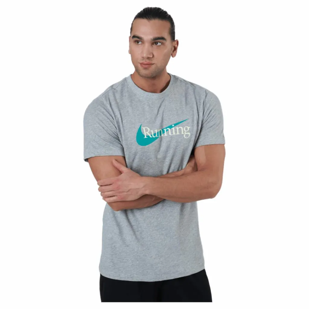 Nike Dri-FIT Men's Running T-Shirt DK GREY HEATHER Grå Best