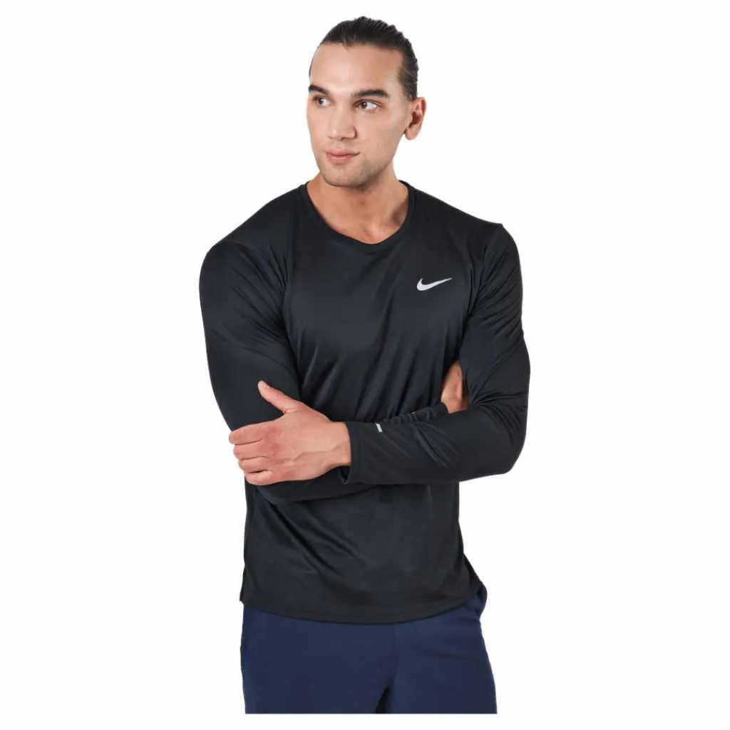 Dri-FIT Miler Men's Long-Sleeve Running Top BLACK/REFLECTIVE SILV*Nike New