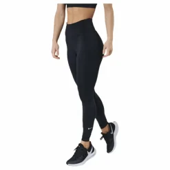 Nike Dri-FIT One Women's Mid-Rise Leggings BLACK/WHITE Svart Hot