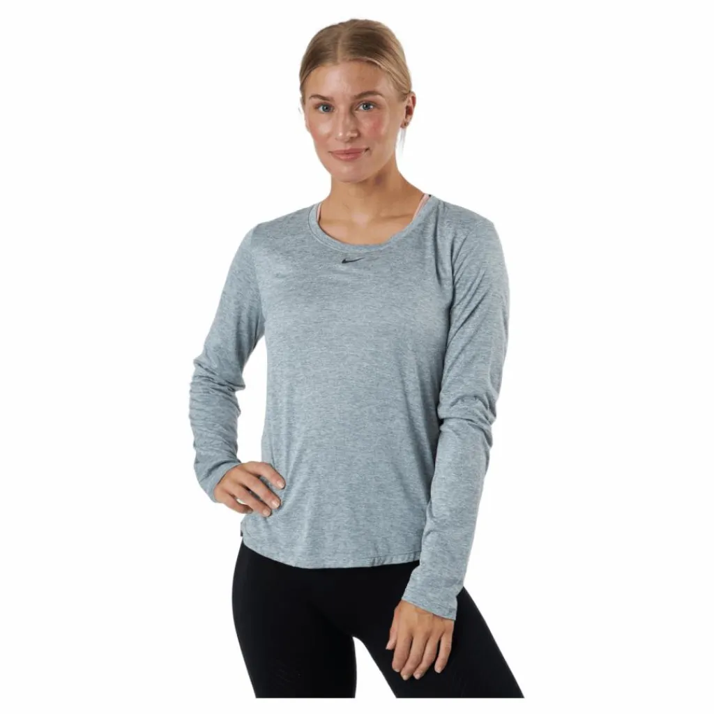 Nike Dri-FIT One Women's Standard Fit Long-Sleeve Top PARTICLE GREY/HTR/BLACK Grå Hot