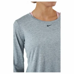 Nike Dri-FIT One Women's Standard Fit Long-Sleeve Top PARTICLE GREY/HTR/BLACK Grå Hot