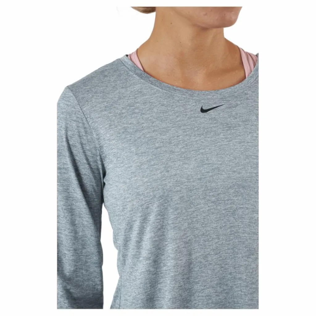 Nike Dri-FIT One Women's Standard Fit Long-Sleeve Top PARTICLE GREY/HTR/BLACK Grå Hot