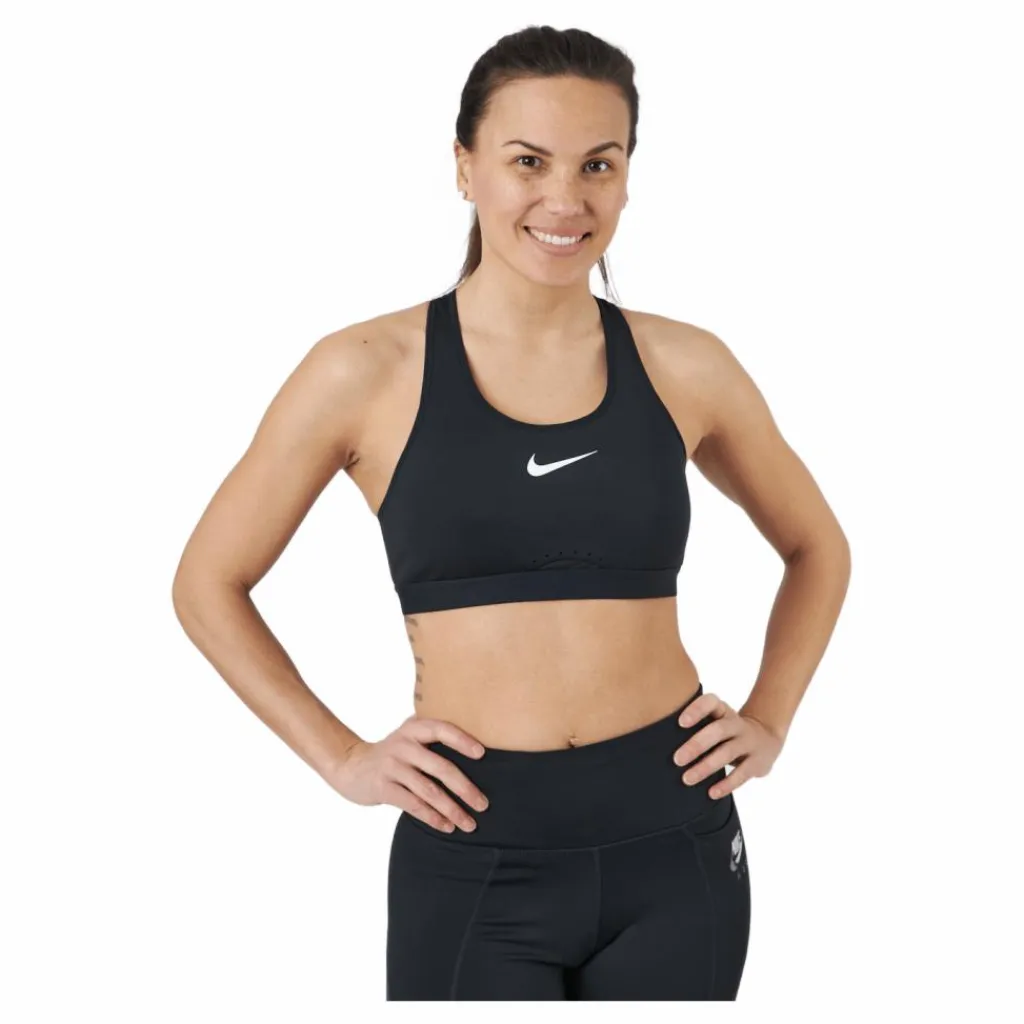 Nike Dri-FIT Swoosh Women's High-Support Non-Padded Adjustable Sports Bra BLACK/BLACK/DK SMOKE GREY/WHITE Svart Online