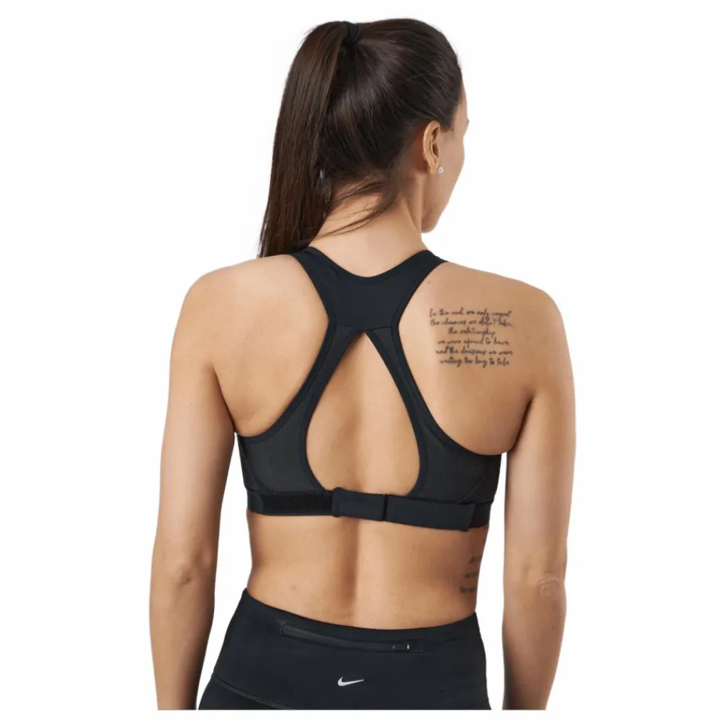 Nike Dri-FIT Swoosh Women's High-Support Non-Padded Adjustable Sports Bra BLACK/BLACK/DK SMOKE GREY/WHITE Svart Online