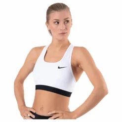 Nike Dri-FIT Swoosh Women's Medium-Support Non-Padded Sports Bra WHITE/BLACK/BLACK Vit Best