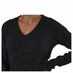 Ellen Ls V-Neck Knit Dress Black*Pieces Best