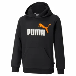 Puma Ess+ 2 Col Big Logo Hoodie Fl   Black-vibrant Orange Svart Clearance