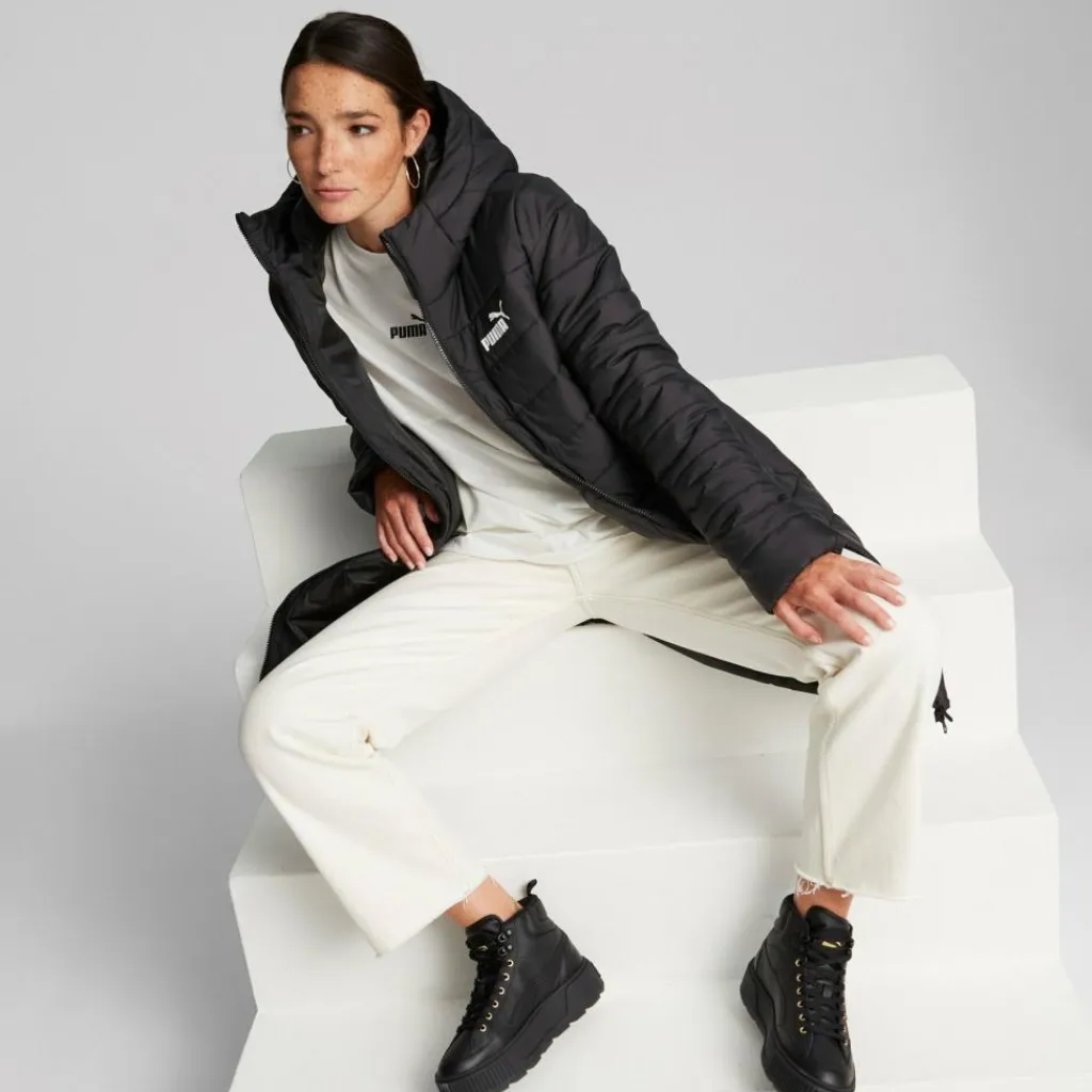 Puma Ess Hooded Padded Coat Black Svart Best